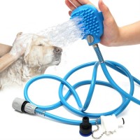 Pet Bathing Tool Massage Scrubber Pet Grooming Tool Dog Shower Sprayer with 2 Faucet Adaptors